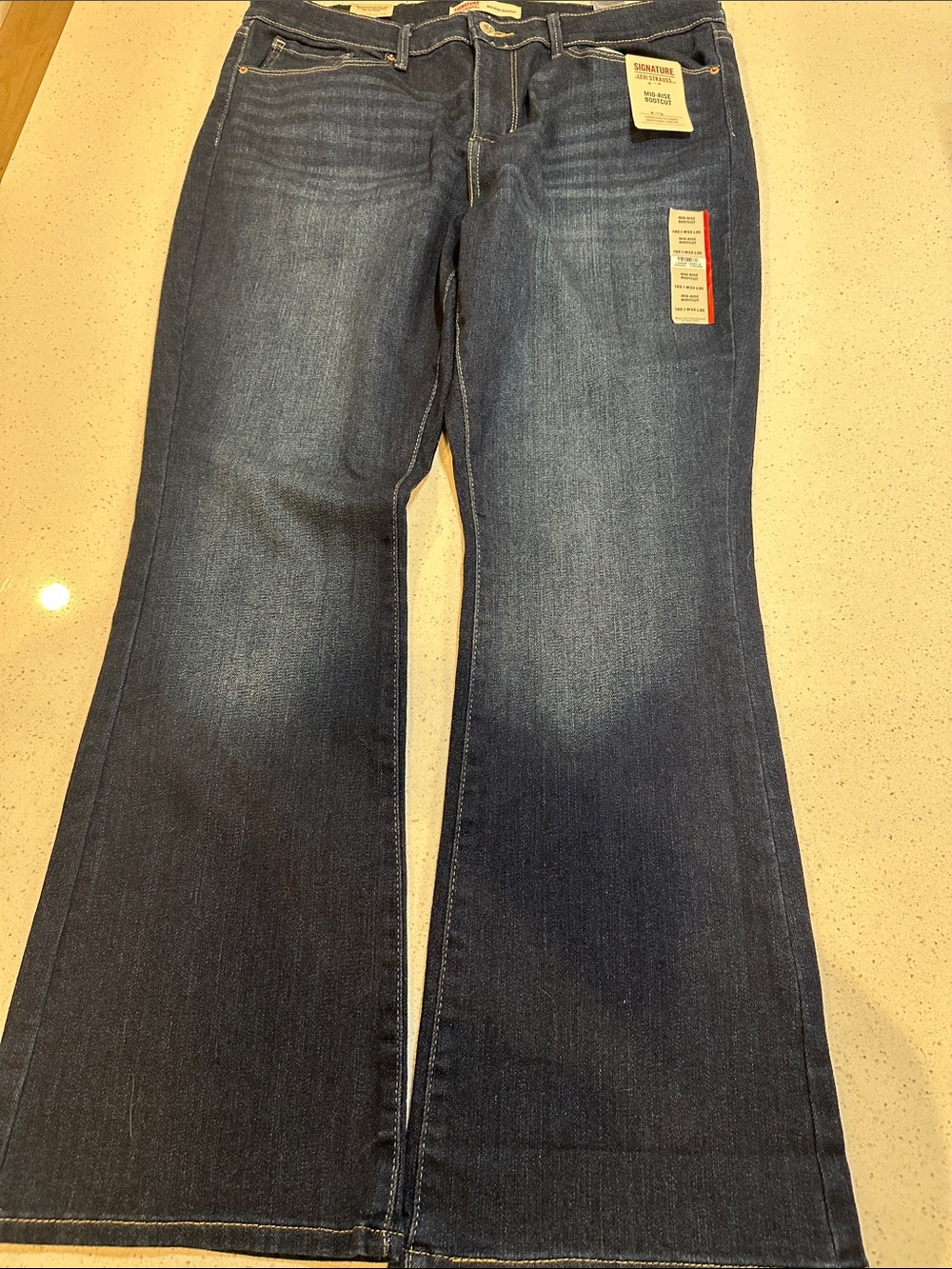 Signature by Levi Strauss Dark Indigo Jeans with Tan Patch - Picture 8 of 9